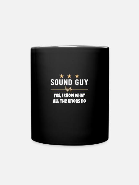 SOUND GUY / AUDIOLOGIST what all the knobs do - Full Colour Mug - black
