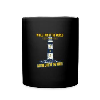 Christianity Jesus Lighthouse Gift Idea John 9:5 - Mug uni - noir - Devant