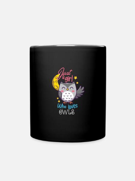 Eule Niedliche Eule Eulenliebhaber Geschenkidee - Tasse einfarbig - Schwarz