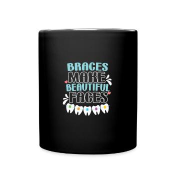 Zahnspange Kieferorthopäde Invisalign Geschenk - Tasse einfarbig - Schwarz - Vorne