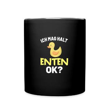 Quietscheente Ente Gut Alles Gut - Tasse einfarbig - Schwarz - Vorne
