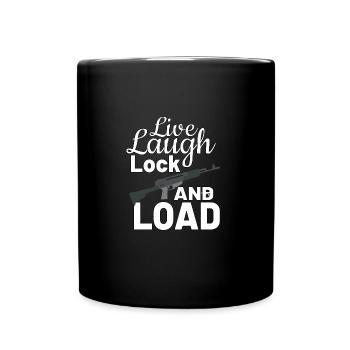 GUN RIGHTS GUN LOVER 2ND AMENDMENT Live Laugh Lock - Full Colour Mug - black - Front