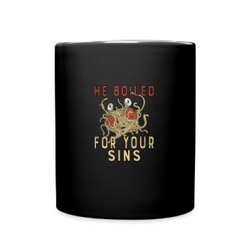 Atheist Atheism Flying Spaghetti Pastafarianism - Tasse einfarbig - Schwarz - Vorne