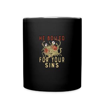 Atheist Atheism Flying Spaghetti Pastafarianism - Tasse einfarbig - Schwarz - Vorne