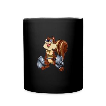 Eichhörnchen Deadlift - Tasse einfarbig - Schwarz - Vorne