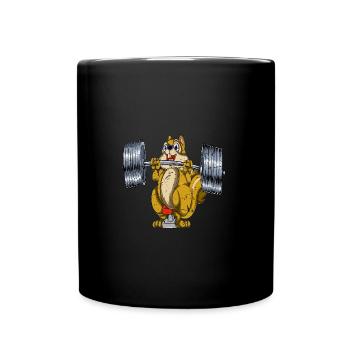 Squirrel bench press - Full Colour Mug - black - Front