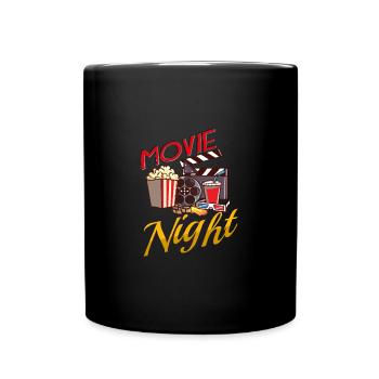 Movie Watching Cinema Popcorn Binge Watching - Full Colour Mug - black - Front