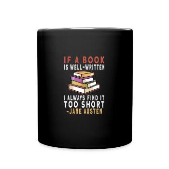 Lecteur de livre Lisant de la littérature Citations de Jane Austen - Mug uni - noir - Devant