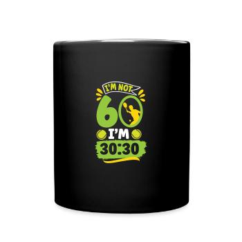 60. Birthday tennis fun - Full Colour Mug - black - Front