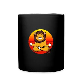 Yoga Löwe, Meditation Yoga für Kinder und Eltern - Tasse einfarbig - Schwarz - Vorne