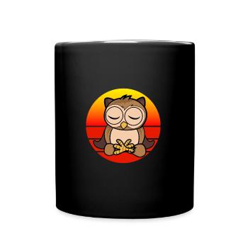 Yoga Eule, Meditation Yoga für Kinder und Eltern - Tasse einfarbig - Schwarz - Vorne