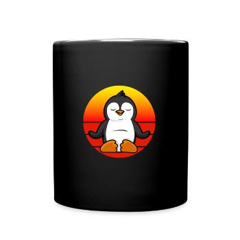 Yoga Pinguin, Meditation Yoga für Kinder und - Tasse einfarbig - Schwarz - Vorne