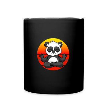 Yoga Panda, Meditation Yoga für Kinder und Eltern - Tasse einfarbig - Schwarz - Vorne