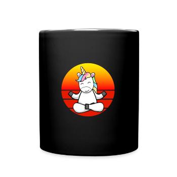 Yoga Einhorn, Meditation Yoga für Kinder und - Tasse einfarbig - Schwarz - Vorne