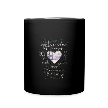 heart,writing,beige,text,watercolor,painting - Full Colour Mug - black - Front