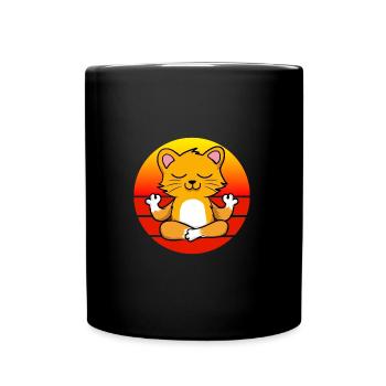 Yoga Cat, Yoga de méditation pour les enfants et les parents - Mug uni - noir - Devant