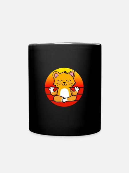 Yoga Cat, Yoga de méditation pour les enfants et les parents - Mug uni - noir