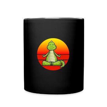 Yoga Dino, Meditation Yoga für Kinder und Eltern - Tasse einfarbig - Schwarz - Vorne