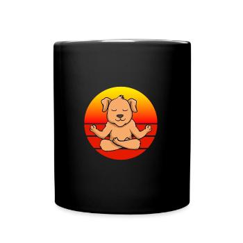Yoga dog, meditation yoga for children and parents - Full Colour Mug - black - Front