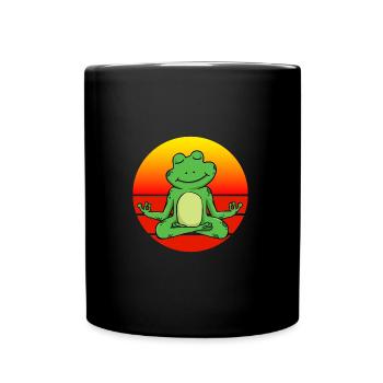 Yoga Frosch, Meditation Yoga für Kinder und Eltern - Tasse einfarbig - Schwarz - Vorne