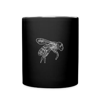 Bee White Pollinator Insect Artful Illustration - Full Colour Mug - black - Front
