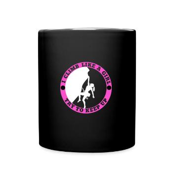 Climb Like A Girl | Girl Rock Climbing - Full Colour Mug - black - Front