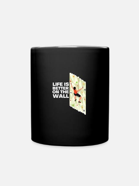 Wall Climbing Rock Climbing - Full Colour Mug - black