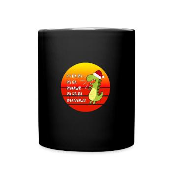 Dino avec casquette de Noël, Drôle de Noël en - Mug uni - noir - Devant