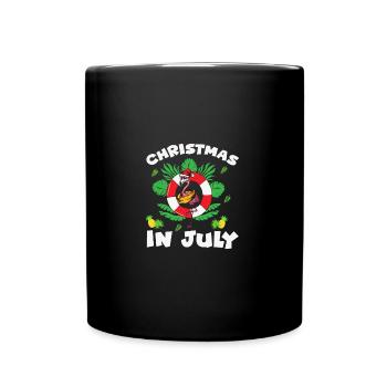 Flamant rose avec chapeau de Noël, Drôle de Noël dans - Mug uni - noir - Devant