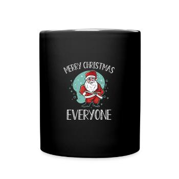 Frohe Weihnachten Alle Weihnachtsmann Rentiere - Tasse einfarbig - Schwarz - Vorne