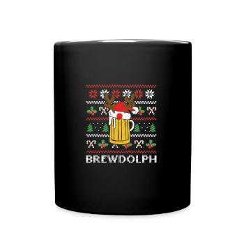 Brewdolph Santa Claus Rentier Urlaub - Tasse einfarbig - Schwarz - Vorne