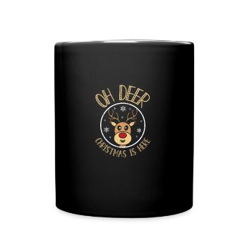 Oh Cerf Noël est ici Père Noël Rennes - Mug uni - noir - Devant