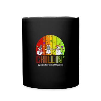 Chillin' Avec Mes Snowmies Père Noël Bonhomme de Neige - Mug uni - noir - Devant