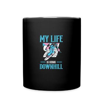 My Life Is Going Downhill Winter Sport Snowboarder - Full Colour Mug - black - Front