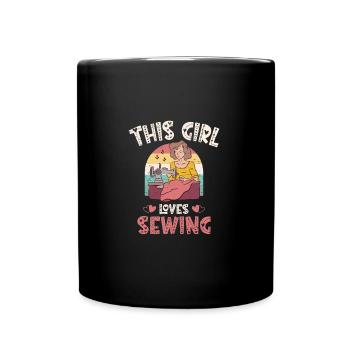 This Girl Loves Sewing Quilt Fabric Needle - Full Colour Mug - black - Front