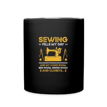 Quilt Stoff Nadelnaht - Tasse einfarbig - Schwarz - Vorne