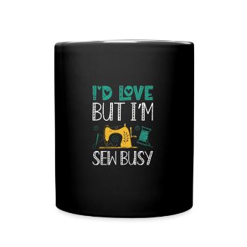 Quilt Fabric Needle Seamstress - Full Colour Mug - black - Front