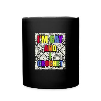 Je suis gay et je crochete Rainbow Pride Texte - Mug uni - noir - Devant