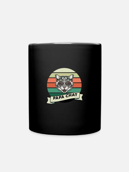 papa chat - Mug uni - noir