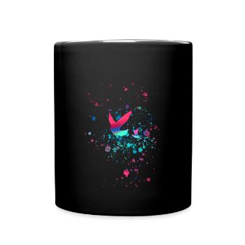 pigeons, sourds, oiseaux, troupeaux d’oiseaux, colorés, graffitis, - Mug uni - noir - Devant
