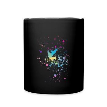pigeons, sourds, oiseaux, troupeaux d’oiseaux, colorés, graffitis, - Mug uni - noir - Devant