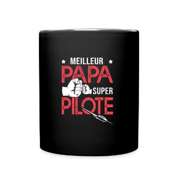 Cadeau papa meilleur papa pilote de planeur - Mug uni - noir - Devant