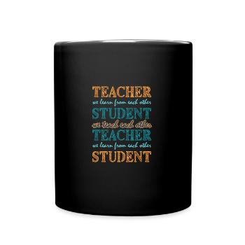 Lehrer Schüler Wir unterrichten Wir lernen Sommerfarben - Tasse einfarbig - Schwarz - Vorne