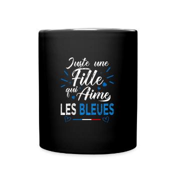 football féminin fille aime les bleues france - Mug uni - noir - Devant