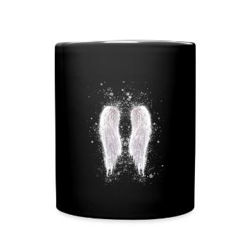 angelwings,flügel,aquarell,engelsflügel,grau - Tasse einfarbig - Schwarz - Vorne