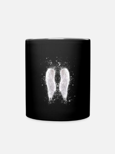 ailes d’ange, ailes, aquarelle, ailes d’ange, gris - Mug uni - noir