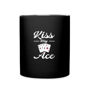 Poker Kiss my Ace - Tasse einfarbig - Schwarz - Vorne