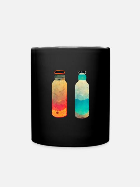 Zwei Glasflaschen Retro - Tasse einfarbig - Schwarz