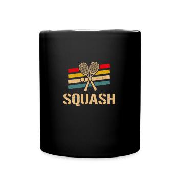 Retro Squash Play Serve Racket Player - Full Colour Mug - black - Front