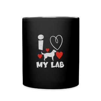 Ich liebe meine Lab Paw Lovers Welpen Hundebesitzer - Tasse einfarbig - Schwarz - Vorne